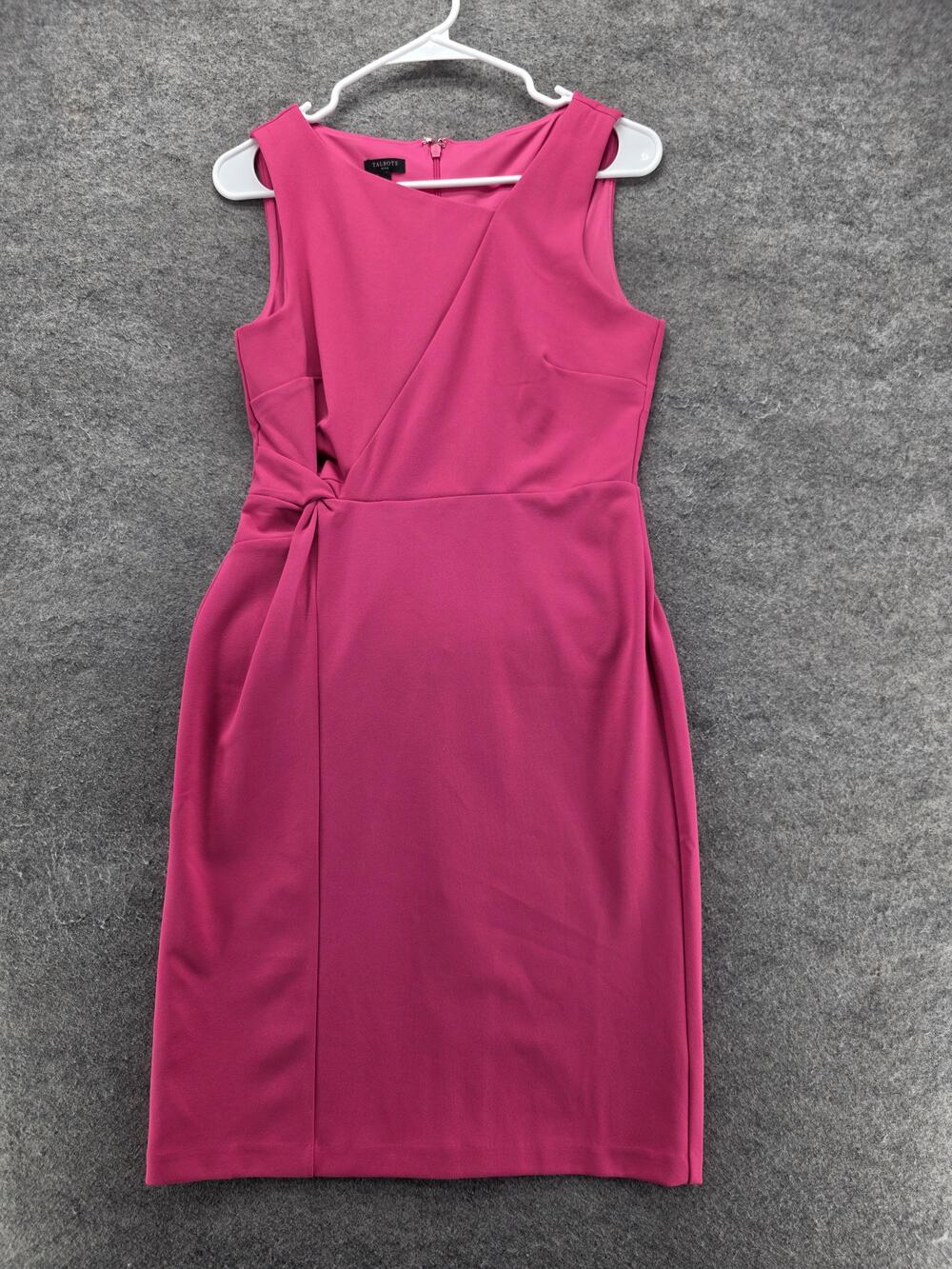 Talbots Dress Womens 2P Pink Sheath Pencil Sleeveless Round Neck Lined